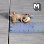 Miniature Cat and Mouse Drinking Milk 1:12 Scale Dollhouse Decoration Animal 2-3/16 inch long (resin) - C069