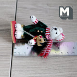 Miniature Christmas Plush Bear with Bear Themed Cane 1:12 Dollhouse Bear 3-3/8 inch tall (from WMB) - H047