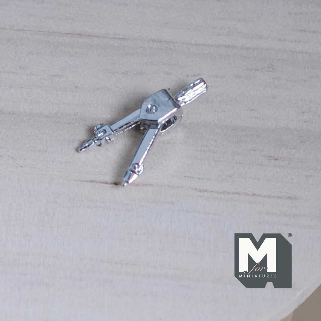 1:12 Scale Miniature Drafting Compass, 13/16 inch long, DIY Dollhouse Supply (metal)