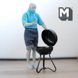 Miniature Charcoal Grill 1:12 Scale Dollhouse Metal Charcoal Barbecue BBQ 2-3/4 inch tall (black) - D100