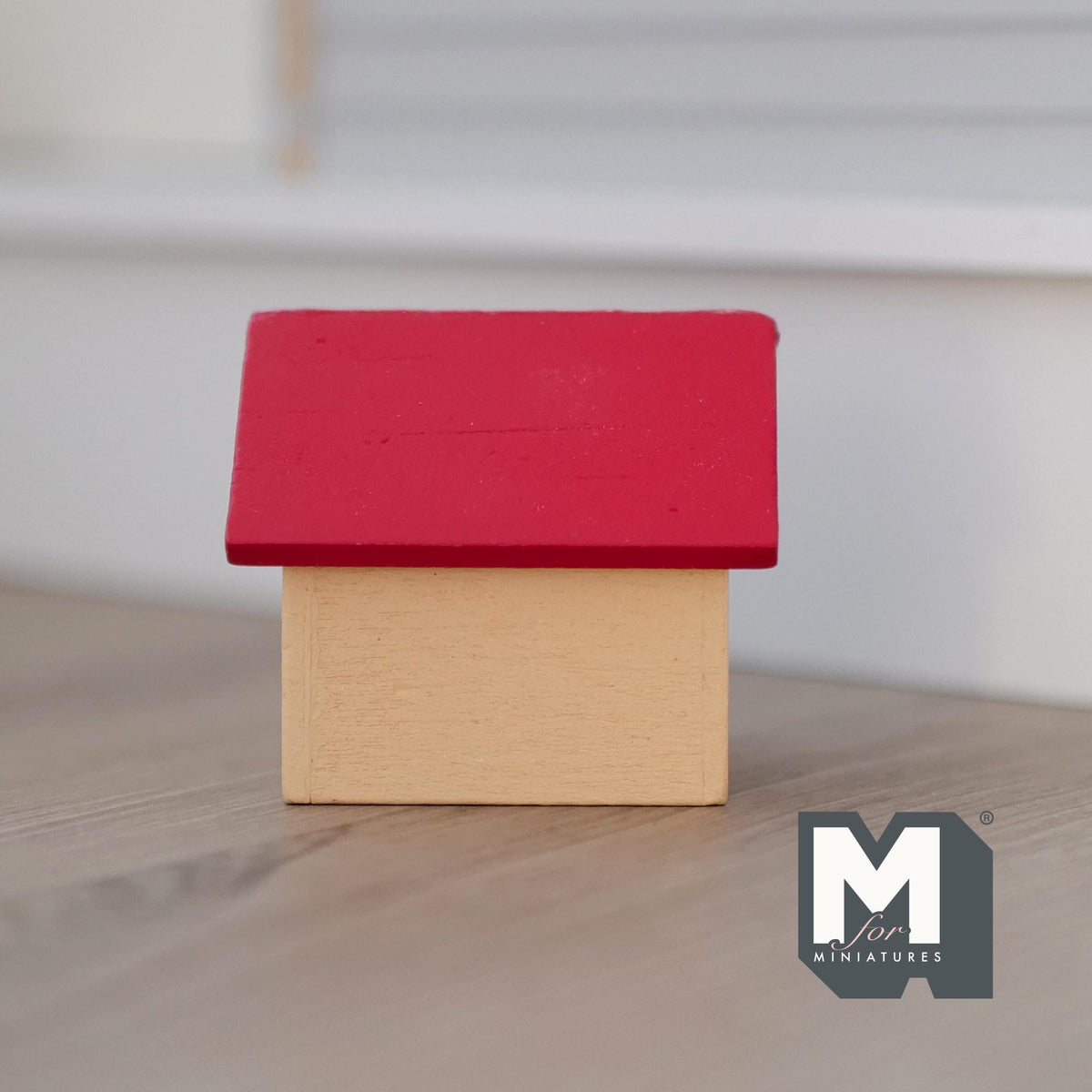 1:12 Scale Miniature Wood Dog House with Red Roof, 1-11/16 inch tall, DIY Dollhouse Supply