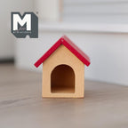 1:12 Scale Miniature Wood Dog House with Red Roof, 1-11/16 inch tall, DIY Dollhouse Supply