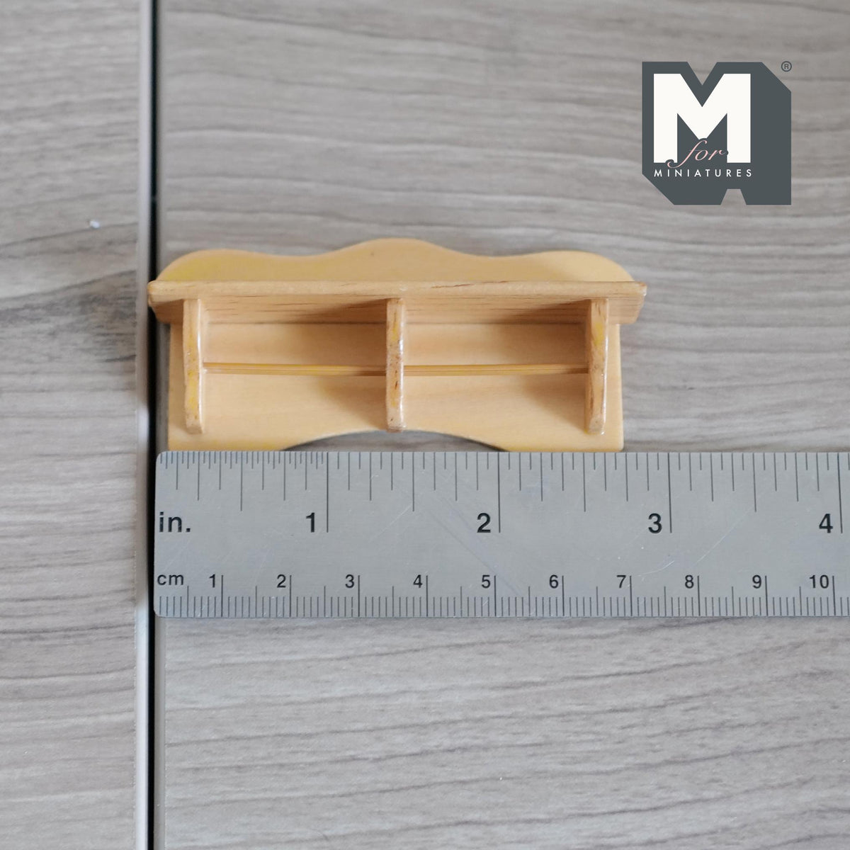1:12 Scale Miniature Wood Wall Shelf with Scalloped Top, 2 Sections, 2-3/4 inch long, DIY Dollhouse Supply