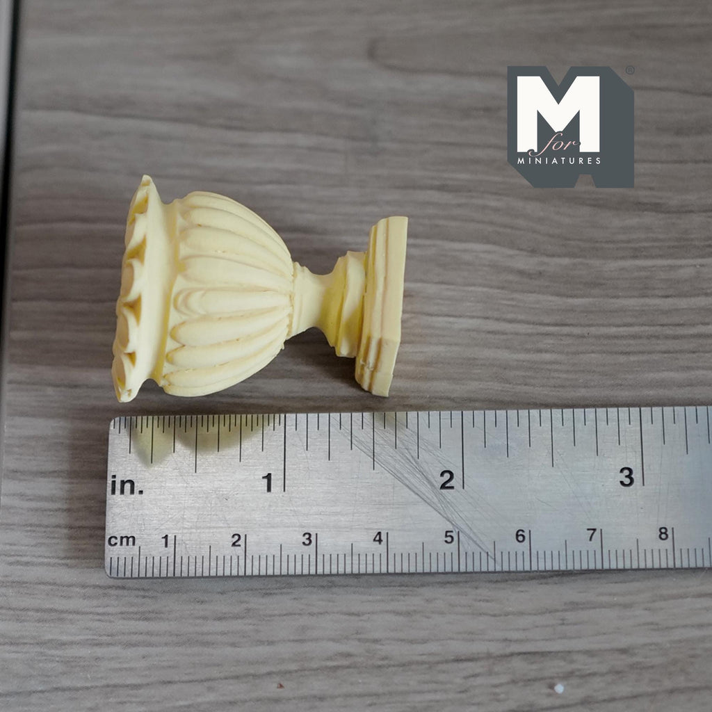 1:12 Scale Miniature Roman Style Pedestal Urn Vase, Fluted Sides, 1-9/16 inch tall, DIY Dollhouse Supply (cast resin) (yellow)