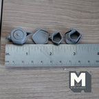1:12 Scale Miniature Metal Pentagon Teapot with Cups and Plates, Set of 5, 9/16 inch tall, DIY Dollhouse Supply (gray)