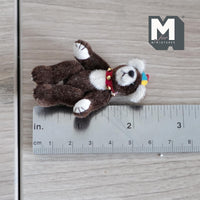 Miniature Plush Baby Bear with Toy Hat 1:12 Dollhouse Bear with Flexible Limbs 2-3/4 inch tall (from WMB) (white paws) - H047