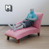 Miniature Chaise 1:12 Scale Dollhouse Chaise Longue Lounge Chair Daybed 5-3/4 inch long (fabric) (pink) - K013