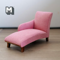 Miniature Chaise 1:12 Scale Dollhouse Chaise Longue Lounge Chair Daybed 5-3/4 inch long (fabric) (pink) - K013