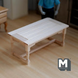 Miniature Dining Table Unfinished 1:12 Scale Dollhouse Dinner Table Unpainted Farmhouse Table 5-7/8 inch long (wood) -