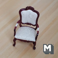 Dollhouse Victorian Armchair 1:12 Scale Miniature Furniture Dining Chair 3-13/16 inch tall (wood) - C015