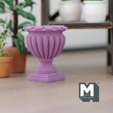 Dollhouse Roman Style Pedestal Vase 1:12 Scale Miniature Flower Pot Flower Urn Pedestal Bowl 1-9/16 inch tall (cast resin) (purple) - B039