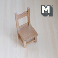 Miniature Open Back Dining Chair 1:12 Scale Dollhouse Furniture Wood Chair 3-1/2 inch tall (brown) - K022