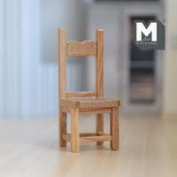 Miniature Open Back Dining Chair 1:12 Scale Dollhouse Furniture Wood Chair 3-1/2 inch tall (brown) - K022