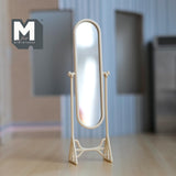 Miniature Full Length Mirror 1:12 Scale Dollhouse Cheval Mirror Standup Dresser Mirror 5-3/16 inch tall (metal) (beige) - D032