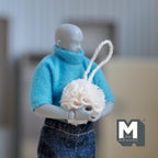 1/12スケール ミニチュア シャワールーファ（泡立てネット）吊り下げ紐付き、直径約2.2cm、ドールハウス用DIYパーツ（ベージュ）