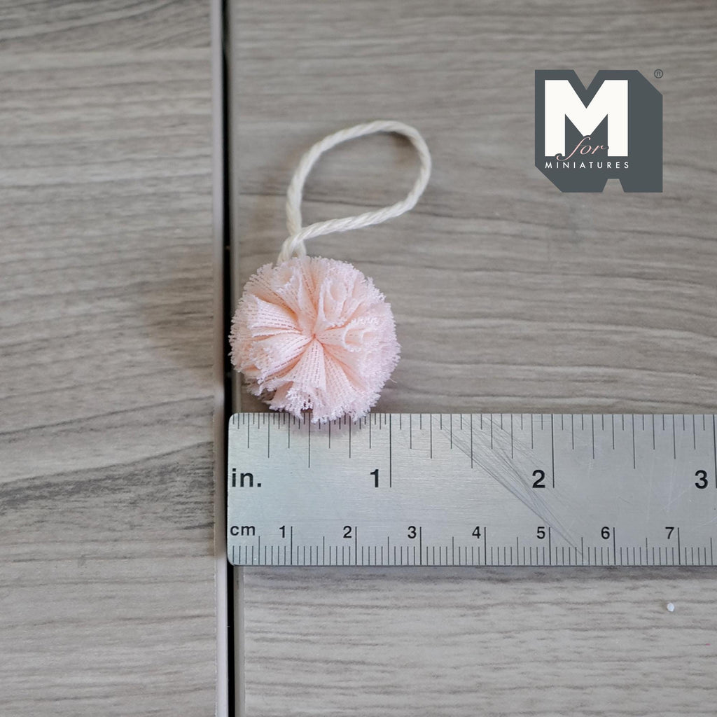 1:12 Scale Miniature Shower Loofah with Hanging Cord, 7/8 inch dia., DIY Dollhouse Supply (light pink)