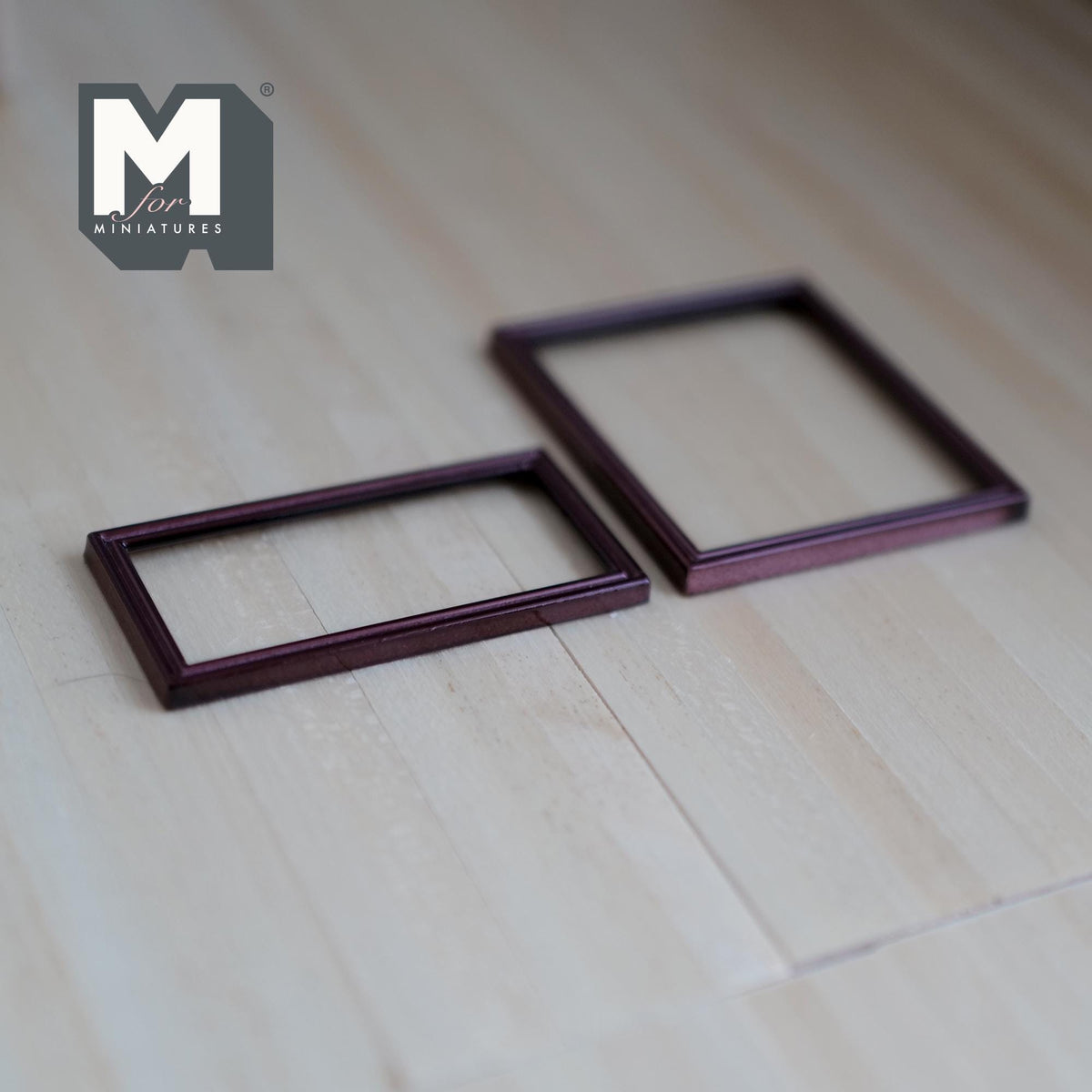 1:12 Scale Miniature Metal Photo Frames, Set of 2, 2-3/8 inch tall, DIY Dollhouse Supply (brown)