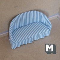 Miniature Fabric Cloth Couch 1:12 Scale Dollhouse Furniture Cabriole Sofa 5-7/16 inch long (blue) - K031