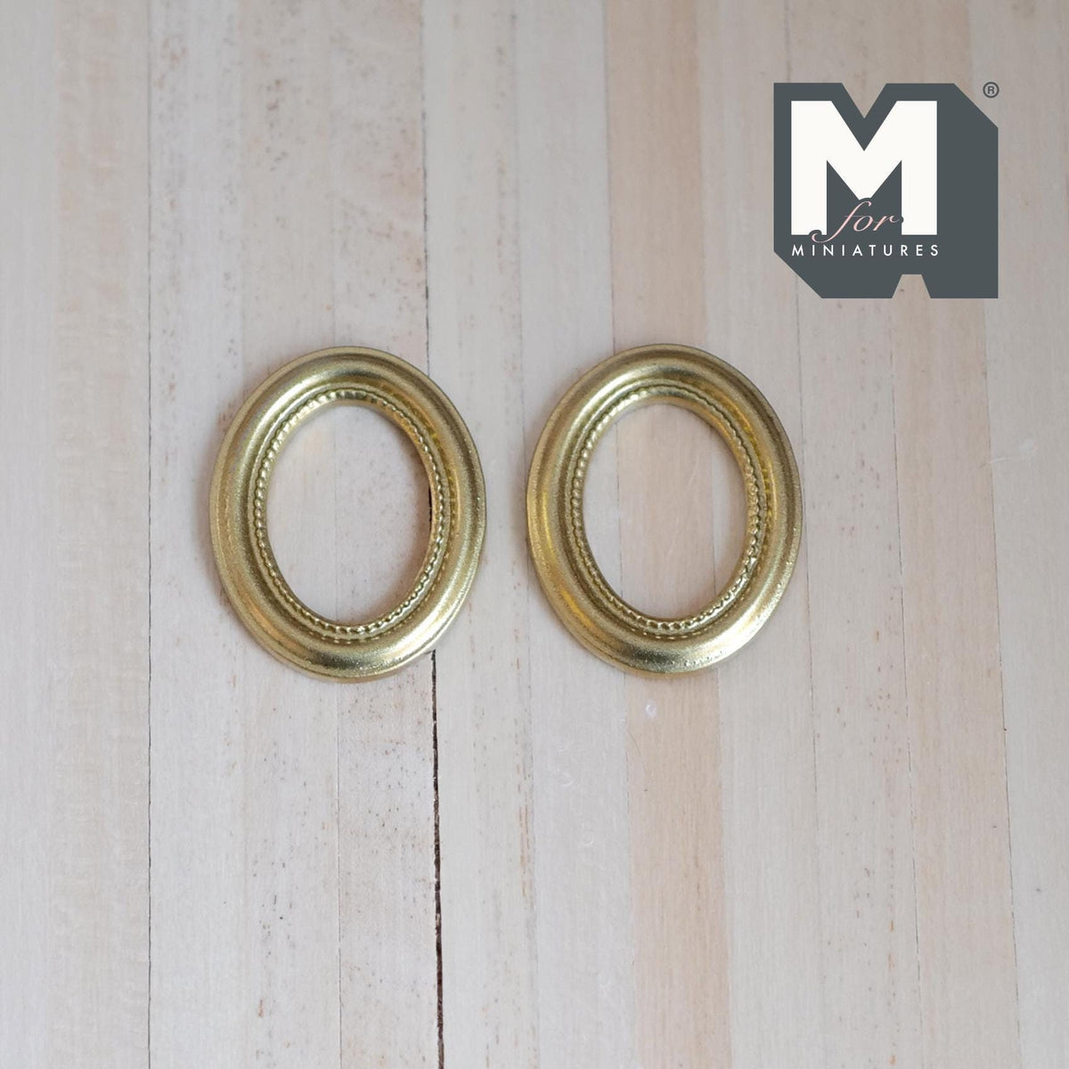 1:12 Scale Miniature Oval Photo Frames, Set of 2, 1-1/4 inch tall, DIY Dollhouse Supply (gold)