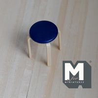 Miniature Round Stool 1:12 Scale Dollhouse Furniture 1-9/16 inch tall (plastic) (dark blue) - C050