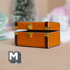 1:12 Scale Miniature Leather Look Wood Storage Trunk with Straps and Clasps, 2-5/16 inch long, DIY Dollhouse Supply (light brown)
