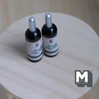 Miniature Large Size Wine Bottles Set of 2 , 1:12 Scale Large Red Wine Bottles 1-13/16 inch tall  - B040