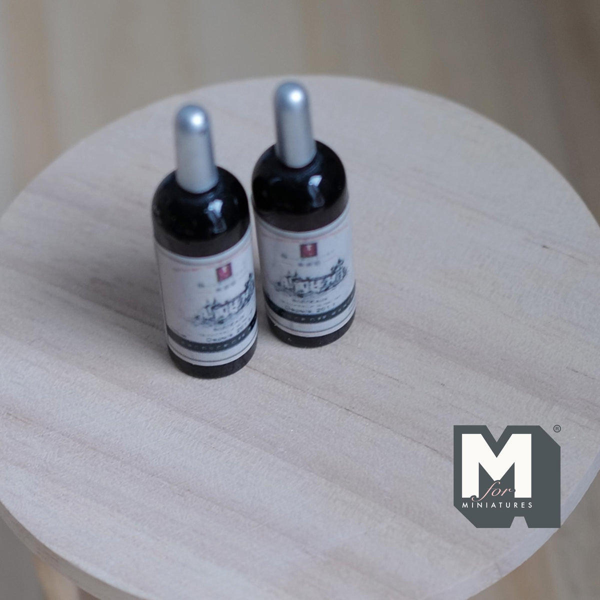 Miniature Large Size Wine Bottles Set of 2 , 1:12 Scale Large Red Wine Bottles 1-13/16 inch tall  - B040