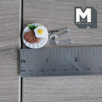 1:12 Scale Miniature Steak and Egg on Plate with Knife and Fork, 15/16 inch dia., DIY Dollhouse Supply