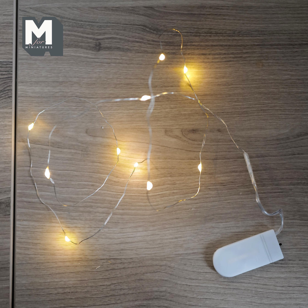 Miniature Christmas Garland Light Strip with 10 Mini LED Lights Battery Powered 35 Inch Long - B020