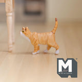 Miniature Walking Tabby Cat 1:12 Scale Dollhouse Animal 1-9/16 inch long (resin) (cream) - C048