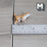 Miniature Walking Tabby Cat 1:12 Scale Dollhouse Animal 1-9/16 inch long (resin) (cream) - C048