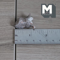 Miniature Relaxing Tabby Cat 1:12 Scale Dollhouse Animal Cat 1-5/16 inch long (resin) (gray) - C048