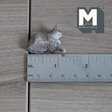 Miniature Relaxing Tabby Cat 1:12 Scale Dollhouse Animal Cat 1-5/16 inch long (resin) (gray) - C048