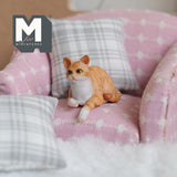 Miniature Relaxing Tabby Cat 1:12 Scale Dollhouse Animal Cat 1-5/16 inch long (resin) (cream) - C048