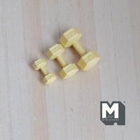 Miniature Hexagon Hand Weights 1:12 Scale Dollhouse Dumbbells Lifting Weights Set of 3 (metal) (yellow) - G063