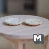 Miniature Dining Plates Set of 2 , 1:12 Scale Dollhouse Supplies Tableware 1 inch dia. (metal) (beige) - A029