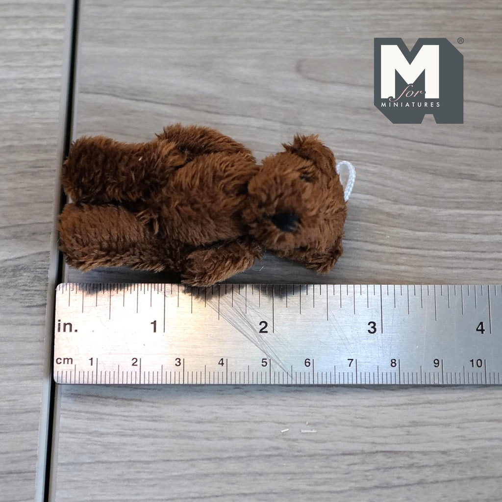 1:12 Scale Miniature Plush Teddy Bear, Jointed Arms and Legs, 2-1/2 inch tall, DIY Dollhouse Supply (brown)