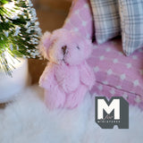 Miniature Plush Bear Doll 1:12 Scale Dollhouse Supplies Baby Room Decoration Adjustable Arms and Legs 1-5/8 inch tall (pink) - G025