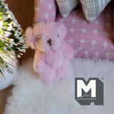 Miniature Plush Bear Doll 1:12 Scale Dollhouse Supplies Baby Room Decoration Adjustable Arms and Legs 1-5/8 inch tall (pink) - G025