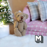 Miniature Plush Bear Doll 1:12 Scale Dollhouse Supplies Baby Room Decoration Adjustable Arms and Legs 1-5/8 inch tall (light brown) - G025