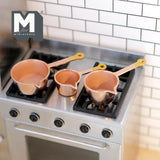 Miniature Cooking Pots 3-Piece 1:12 Scale Dollhouse Supplies Kitchenware Cookware Cooking Ware 1-15/16 inch long (metal plated) - E035