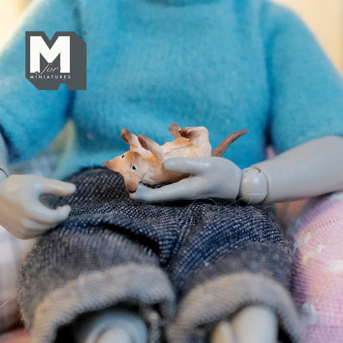 1:12 Scale Miniature Kitten Lying Upside Down, Playing, 7/8 inch long, DIY Dollhouse Supply (resin) (orange and white)