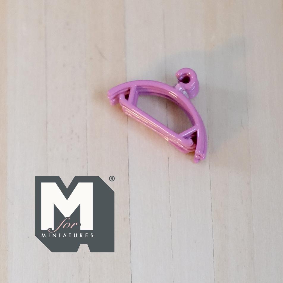 1:12 Scale Miniature Clothes Hangers, Set of 6, 15/16 inch wide, DIY Dollhouse Supply (metal) (pink)