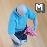 Miniature Clothes Hanger Set of 6 , 1:12 Scale Coat Hanger 15/16 inch wide (metal) (pink) - C041