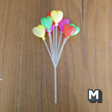 Dollhouse Supplies Miniature Heart Shaped Balloons 1:12 Scale Large Size Rainbow Balloons Set of 8  - H016