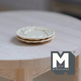 Miniature Dining Plates Set of 2 , 1:12 Scale Dollhouse Supplies Tableware 7/8 inch dia. (metal) (beige) (L) - A030