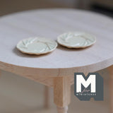 Miniature Dining Plates Set of 2 , 1:12 Scale Dollhouse Supplies Tableware 7/8 inch dia. (metal) (beige) (L) - A030