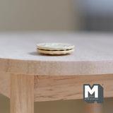 Miniature Dining Plates Set of 2 , 1:12 Scale Dollhouse Supplies Tableware 1/2 inch dia. (metal) (beige) (S) - A030