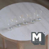 Miniature Wine Glasses Set of 5 , 1:12 Scale Glasses 9/16 inch tall  - E083