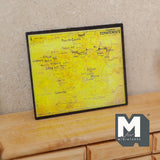 Miniature Map of France 1:12 Scale Dollhouse Supplies Decoration Map with Wood Backing 2-7/16 inch wide - F055